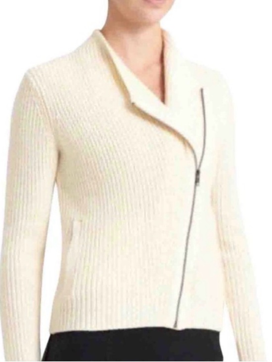 Athleta Sweaters - Athleta Sweater Moto Jacket Merino Wool Knit Cream
